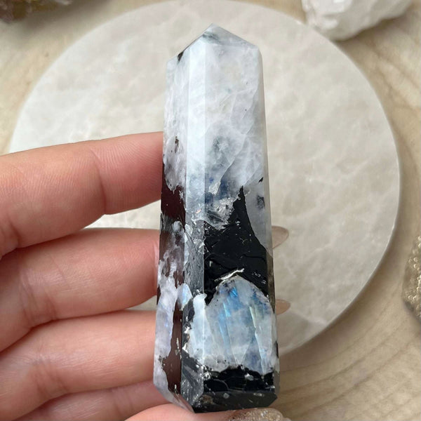 Rainbow Moonstone Obelisk - Feminine Energy Crystals