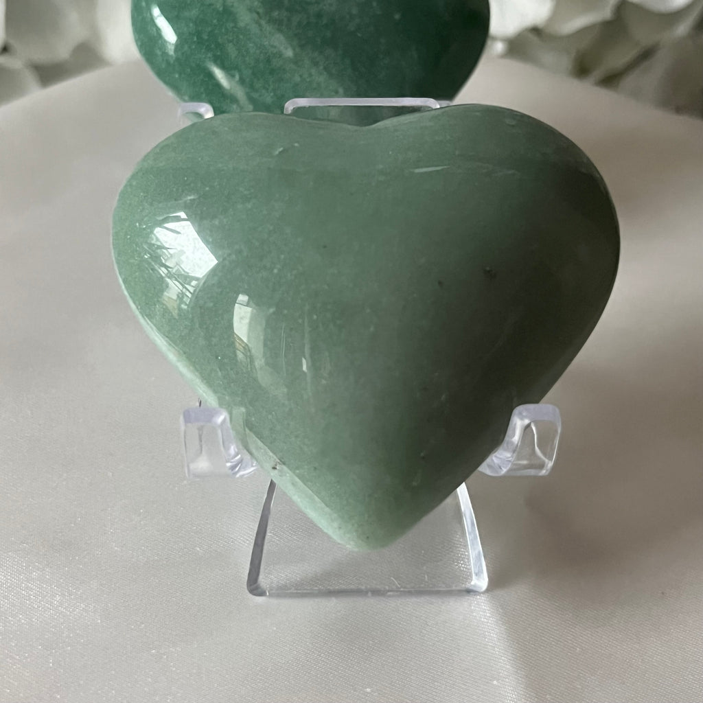 Green Quartz Heart - Vitality & Healing 2- 6cm x 6cm Crystals