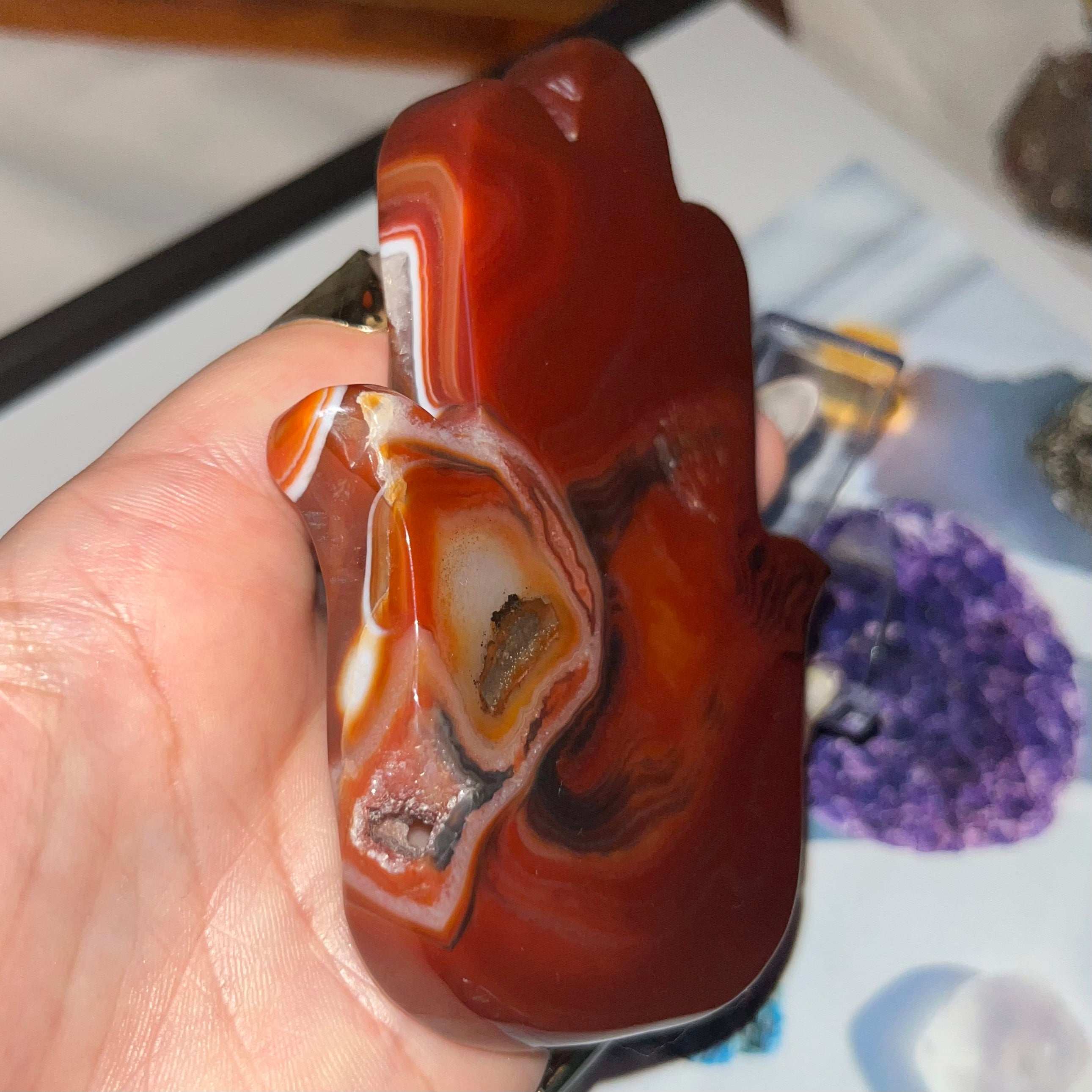 Carnelian Hamsa Hand (Hand of Fatima)- Vitality & Courage Crystals