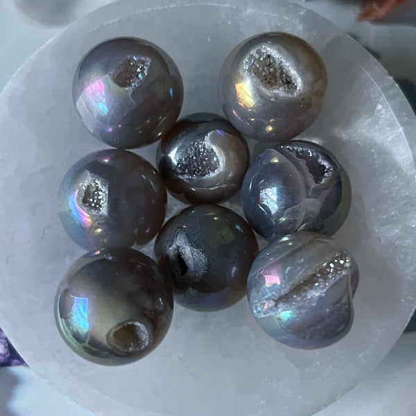 Mini Druzy Aura Agate Sphere Crystals