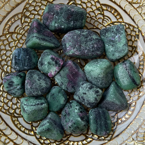 Rubycrosite (Ruby in Zoisite) Tumblestones (UNPOLISHED) - Energising Harmony Crystals