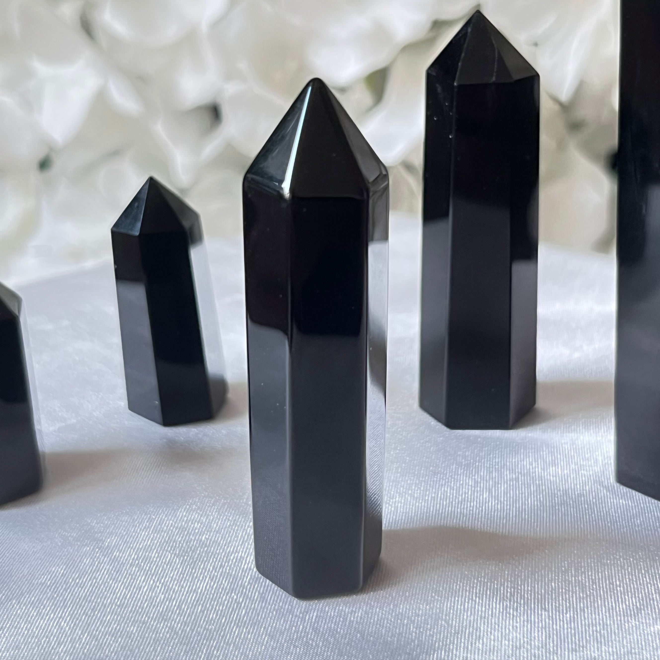 Black Obsidian Polished Point - Protection & Awareness 4- 6.5cm x 1.5cm Crystals