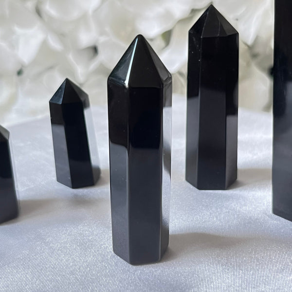 Black Obsidian Polished Point - Protection & Awareness 4- 6.5cm x 1.5cm Crystals