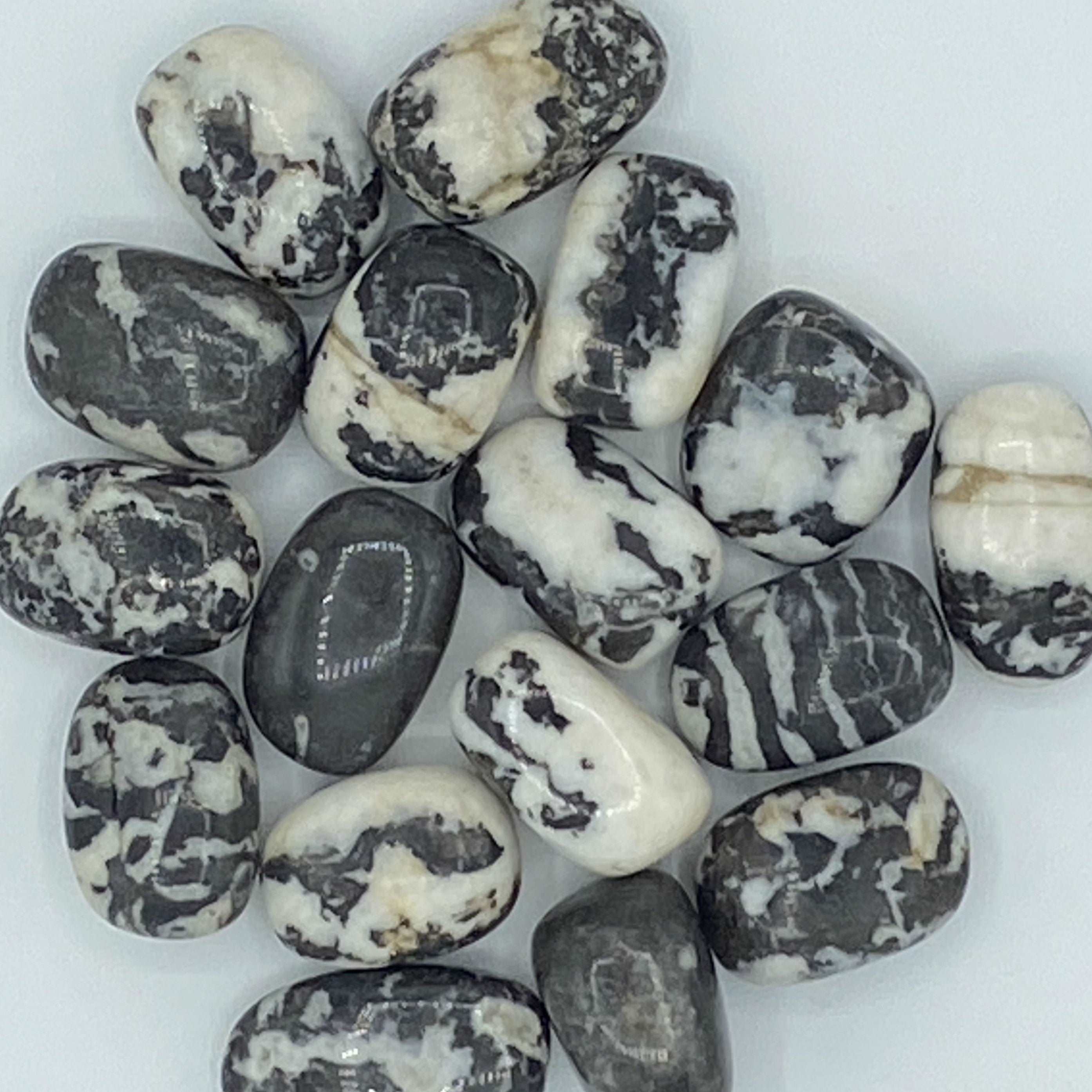 Black Zebra Agate Tumblestones - Balance & Physical Energy Medium Crystals