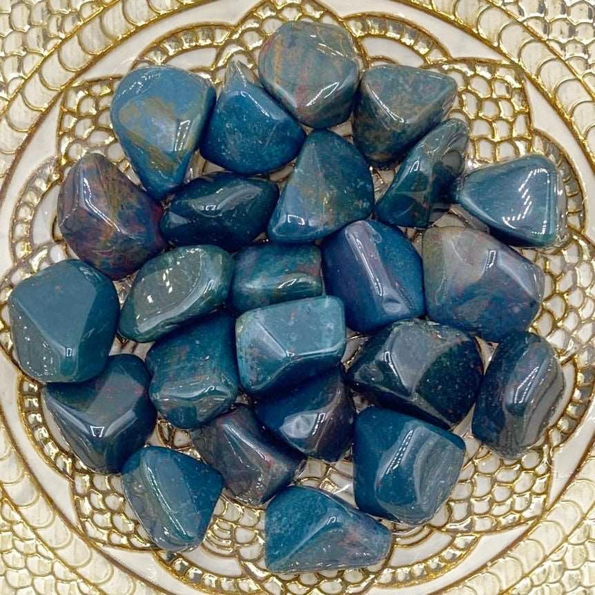 Bloodstone Jasper Tumblestones - Vitality & Grounding Medium Crystals