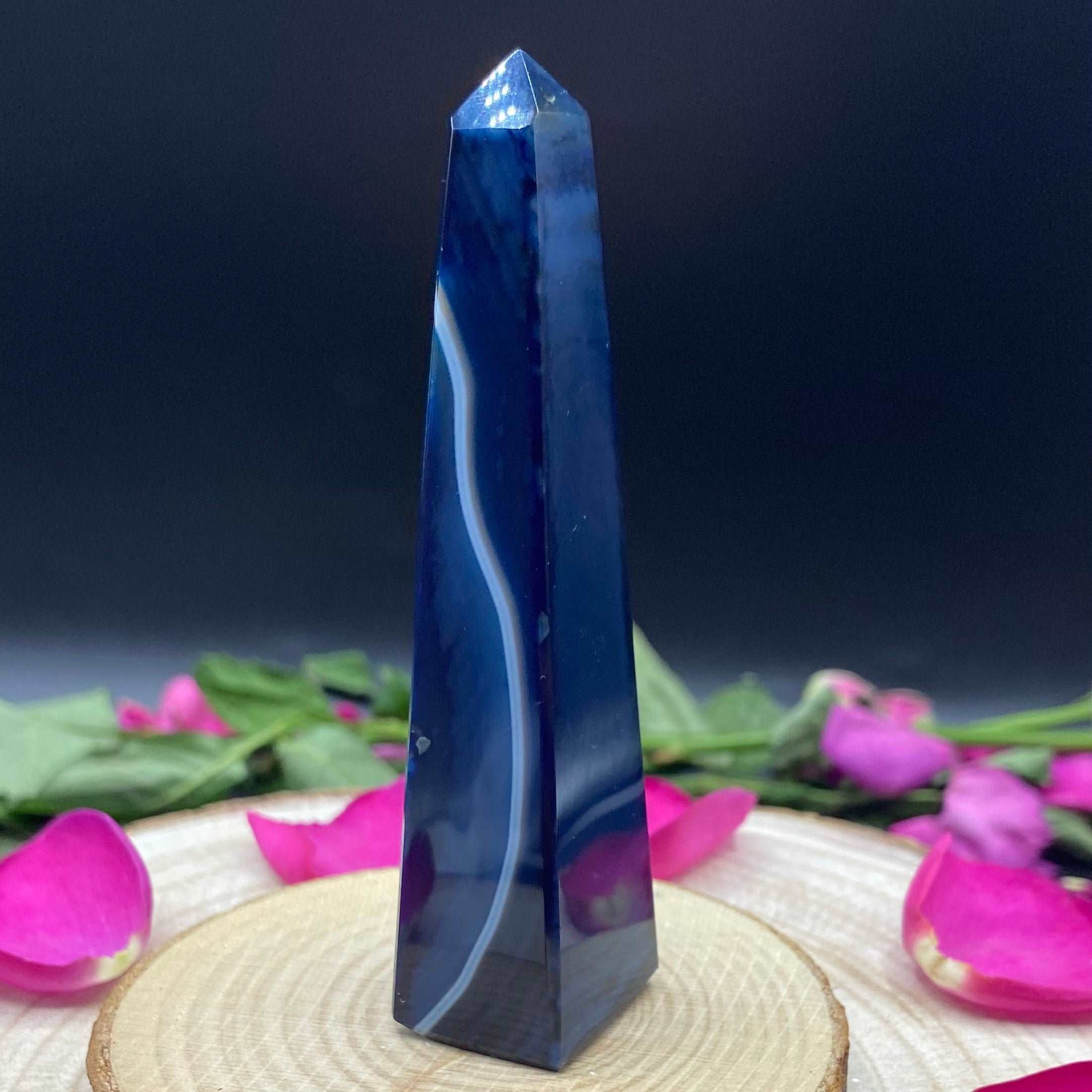 Blue Agate Obelisk - Peace & Happiness Crystals