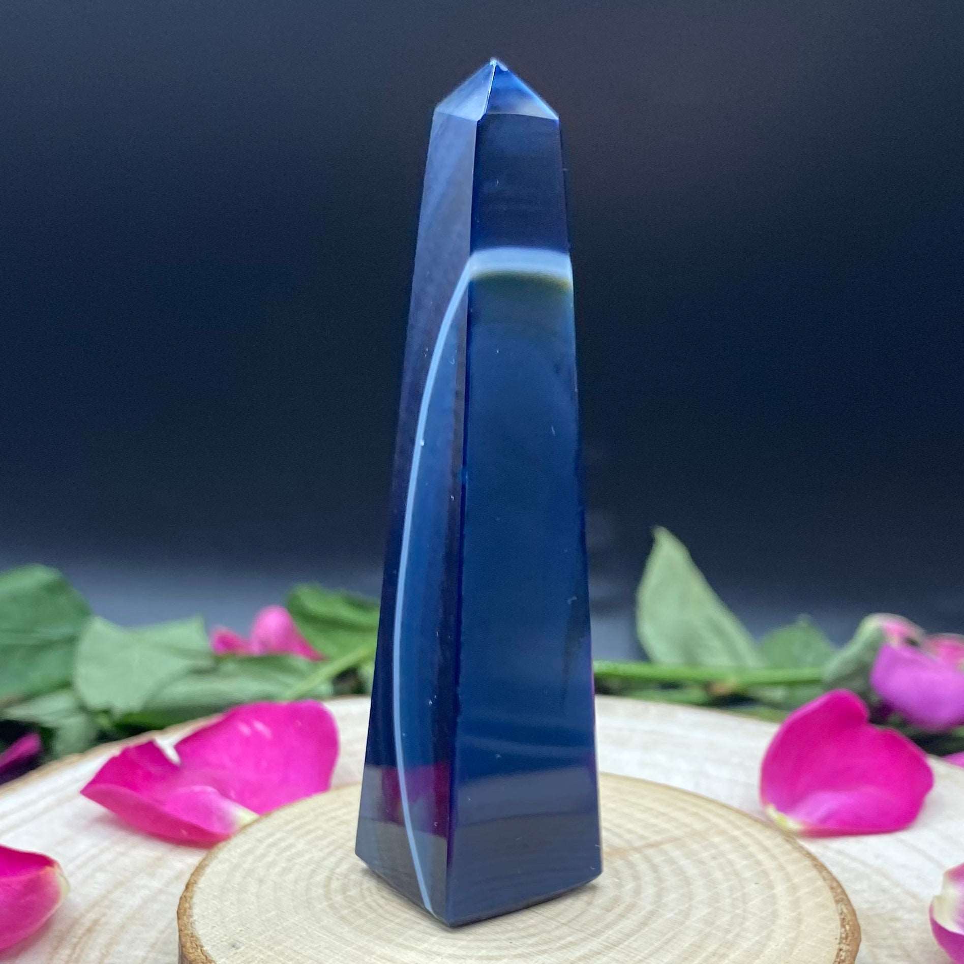 Blue Agate Obelisk - Peace & Happiness Crystals