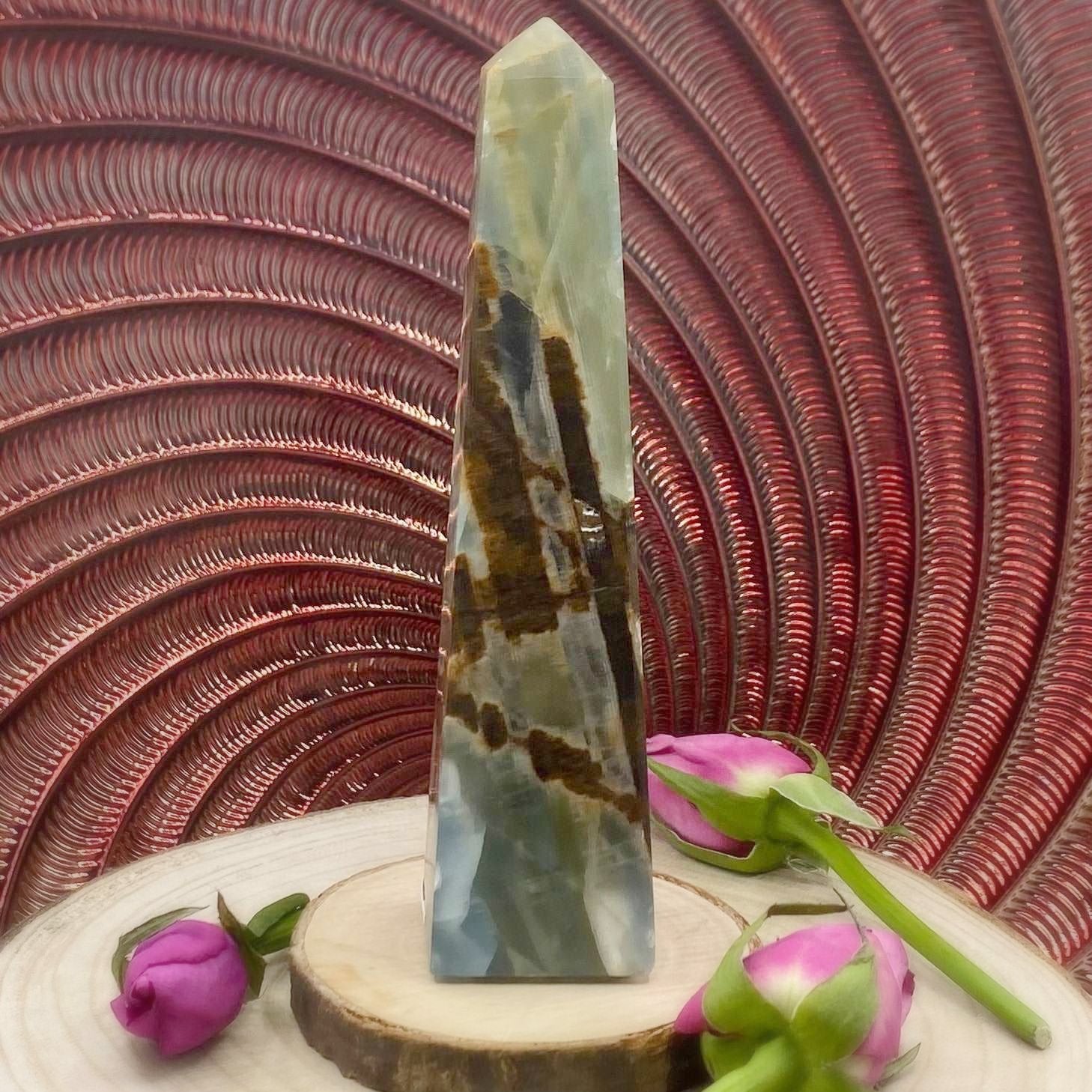 Blue Aragonite Obelisk - Communication 17cm Crystals
