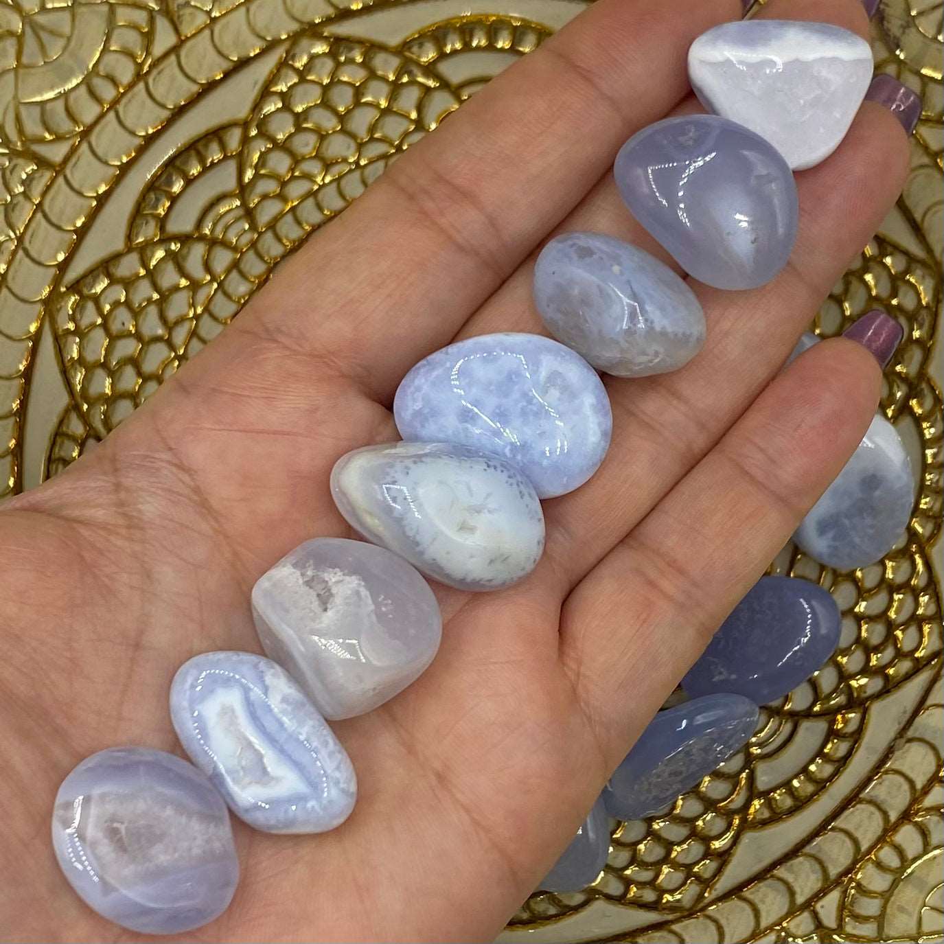 Blue Chalcedony Tumblestones - Communication & Hope Crystals