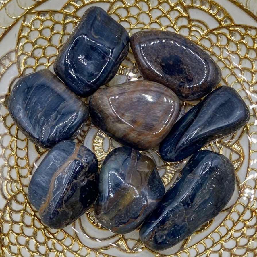 Blue Tiger's Eye (Hawk's Eye) Tumblestones - Communication & Serenity Crystals