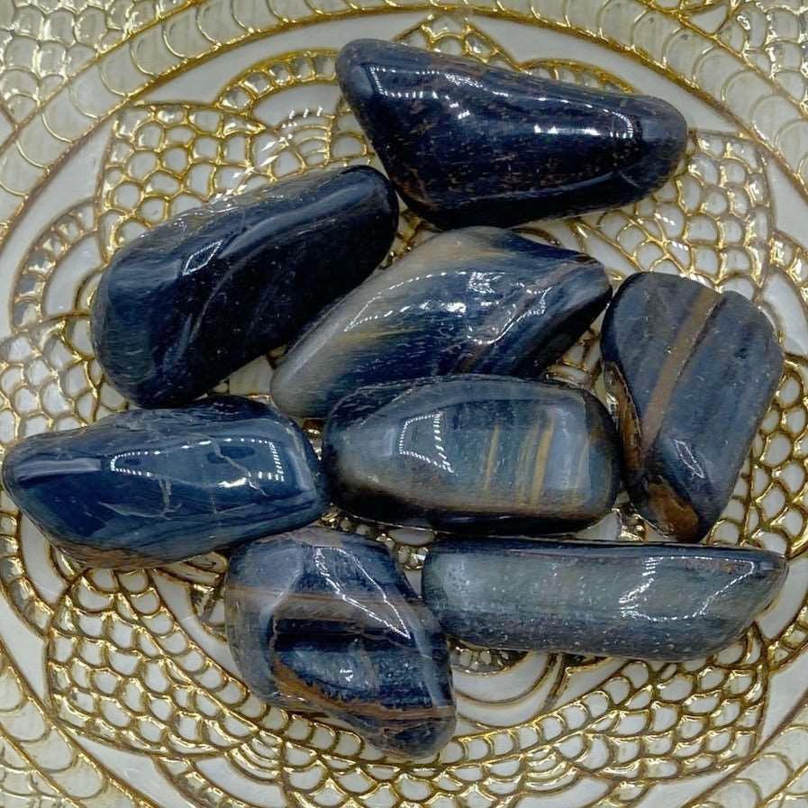 Blue Tiger's Eye (Hawk's Eye) Tumblestones - Communication & Serenity Extra Large Crystals
