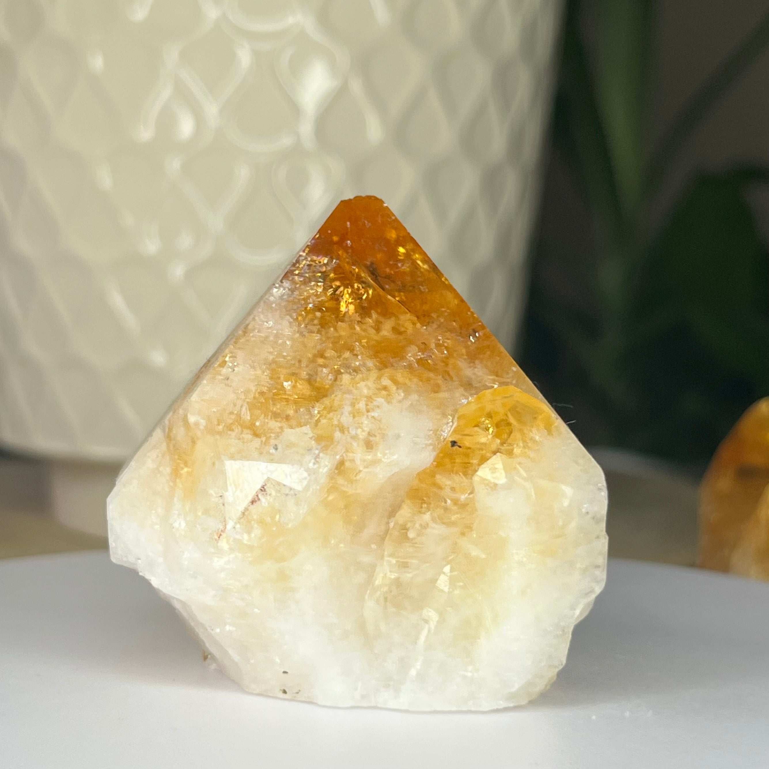 Citrine Cut Base Point (Heat Treated) - Abundance & Success Crystals