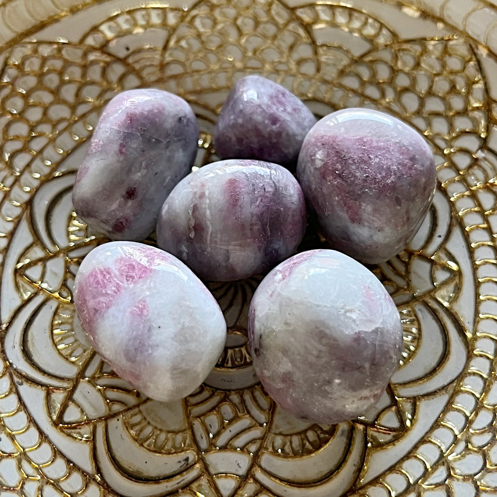 Pink Tourmaline in Quartz (Rubellite) Tumblestone - Emotional Healing & Self-Esteem