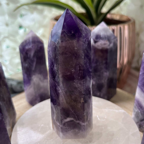 Chevron (Dream/Banded) Amethyst Tower - Spiritual Wisdom & Comfort Crystals