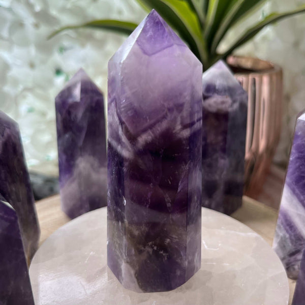 Chevron (Dream/Banded) Amethyst Tower - Spiritual Wisdom & Comfort 7- 9.4cm Crystals