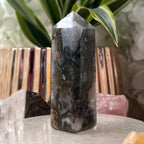 Moss Agate Obelisk- Optimism & Courage Crystals