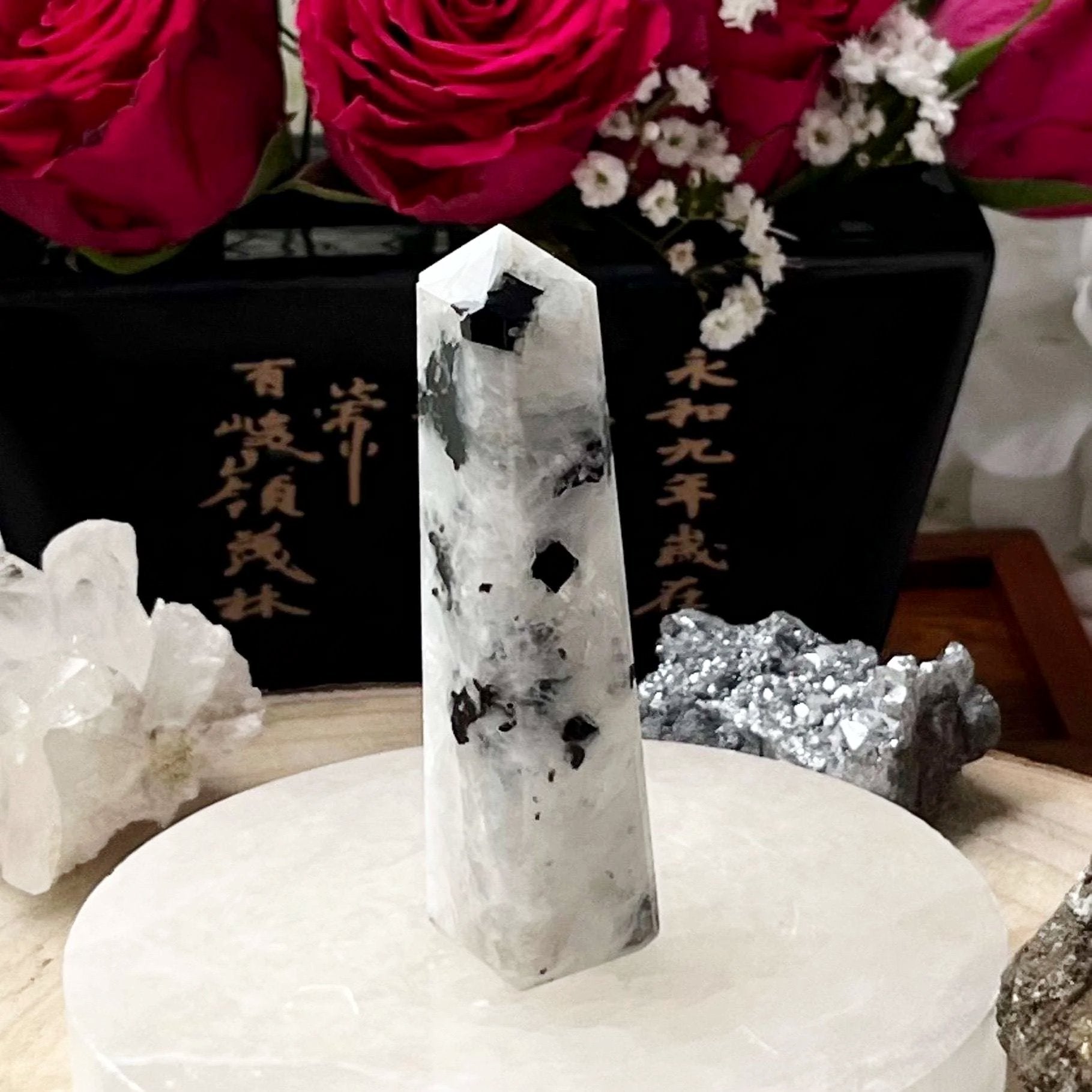 Rainbow Moonstone Obelisk - Feminine Energy 2- 7.9cm Crystals