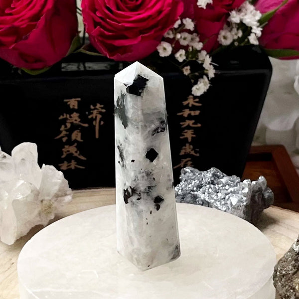 Rainbow Moonstone Obelisk - Feminine Energy 2- 7.9cm Crystals