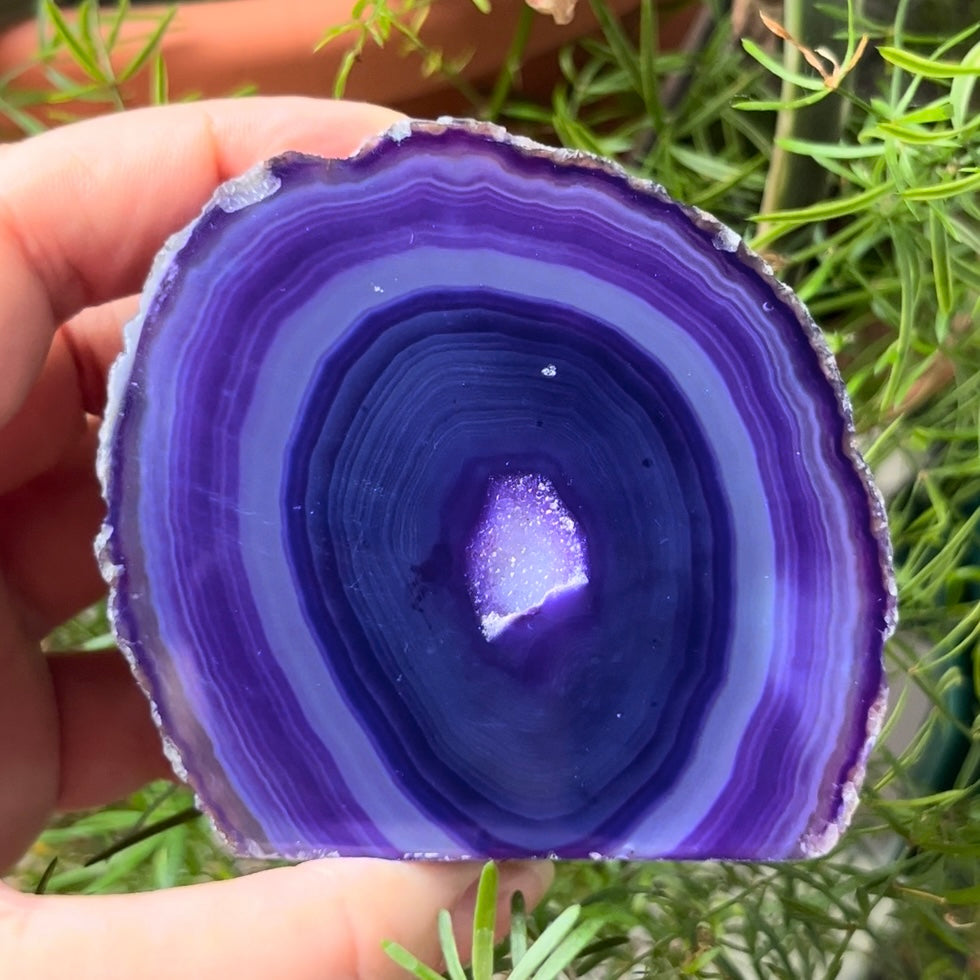 Purple Agate Cut Base Geode - Stability & Courage