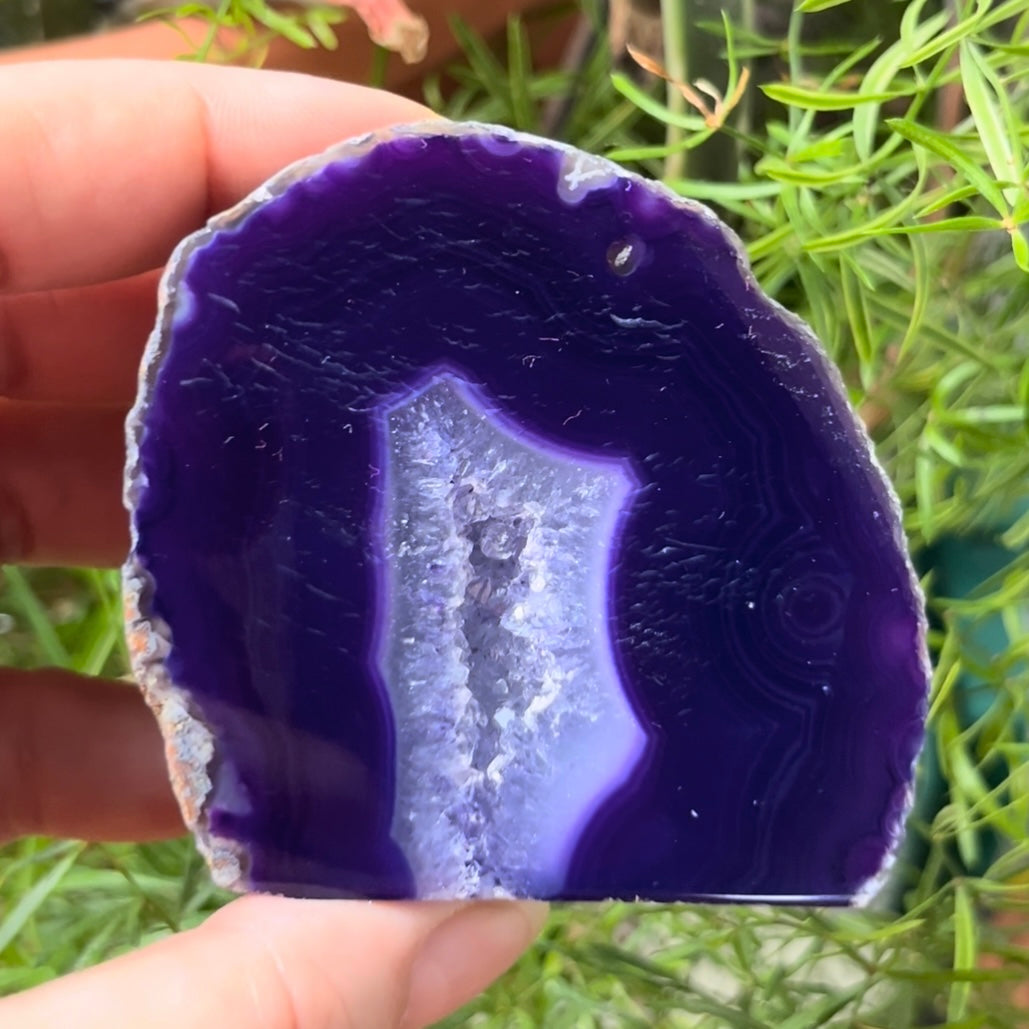 Purple Agate Cut Base Geode - Stability & Courage