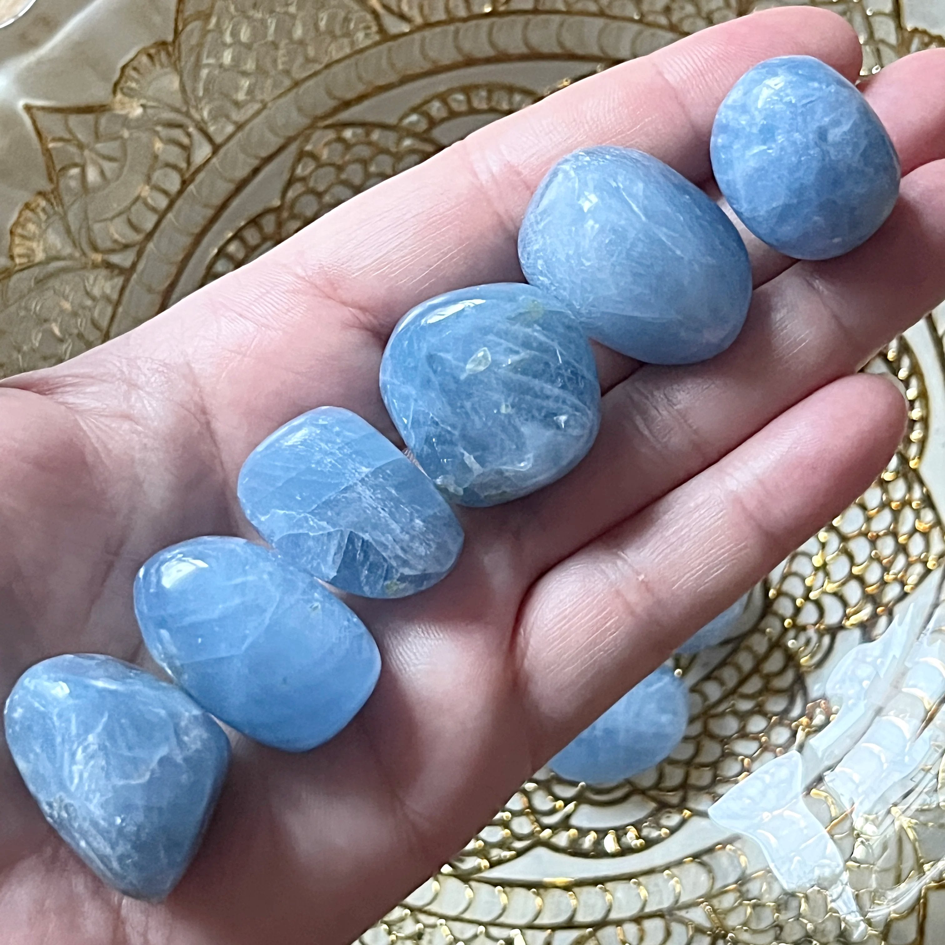 Blue Calcite Tumblestones - Tranquility & Communication