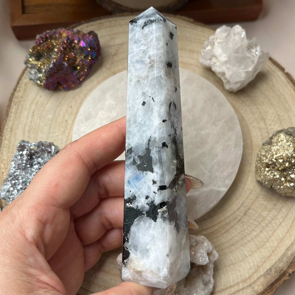 Rainbow Moonstone Obelisk - Feminine Energy Crystals