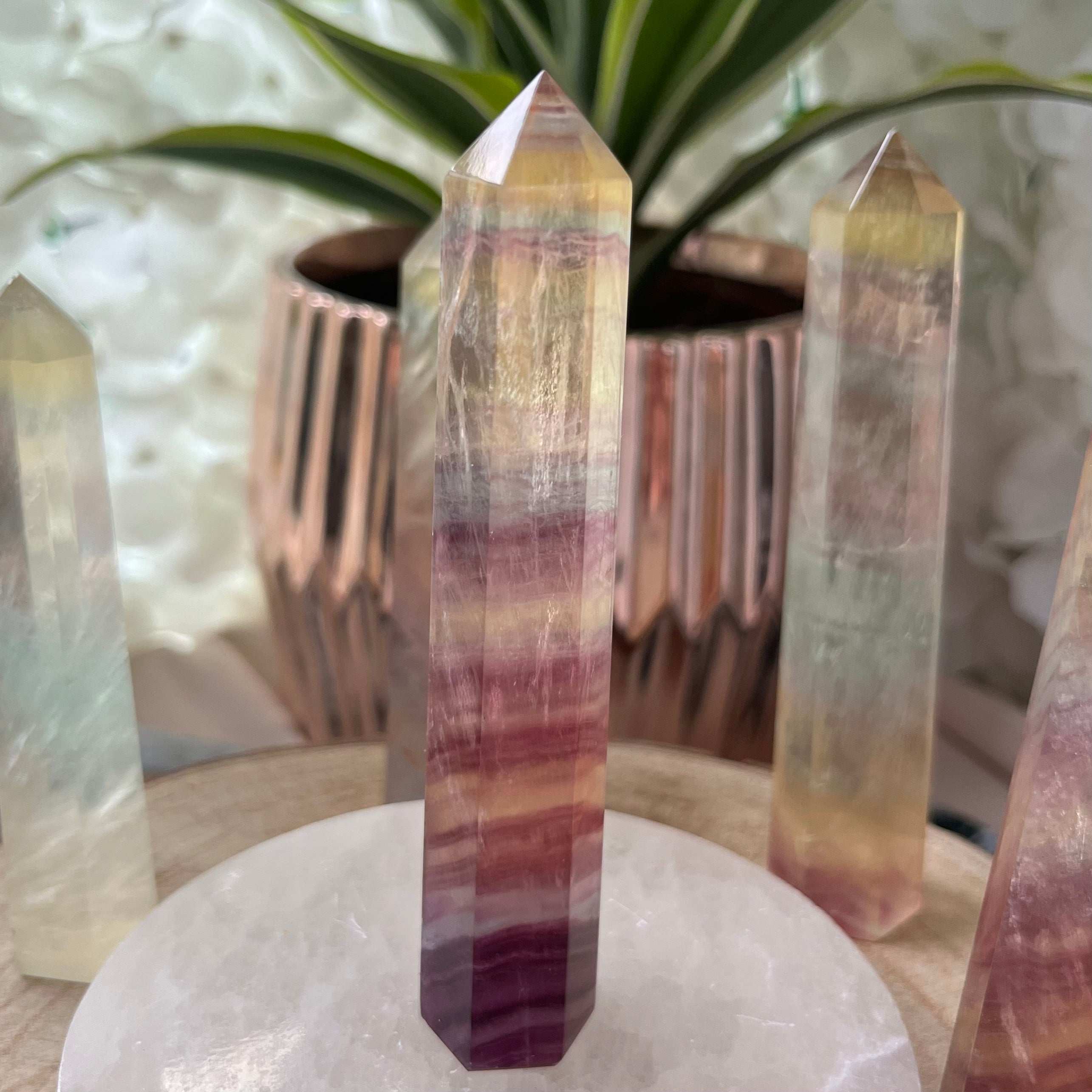 Candy Fluorite Point 4- 10.8cm Crystals