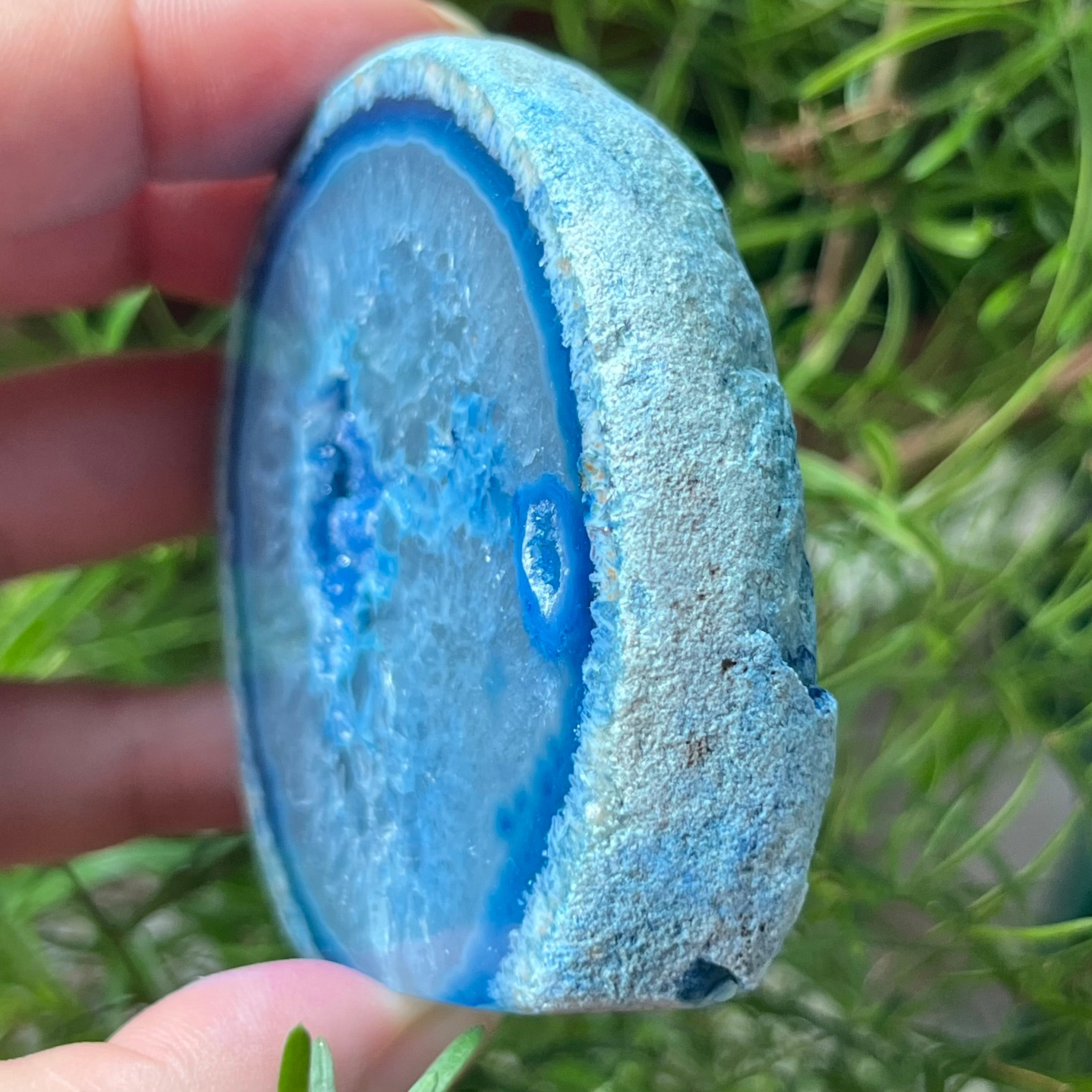 Blue Agate Cut Base Geode - Peace & Happiness