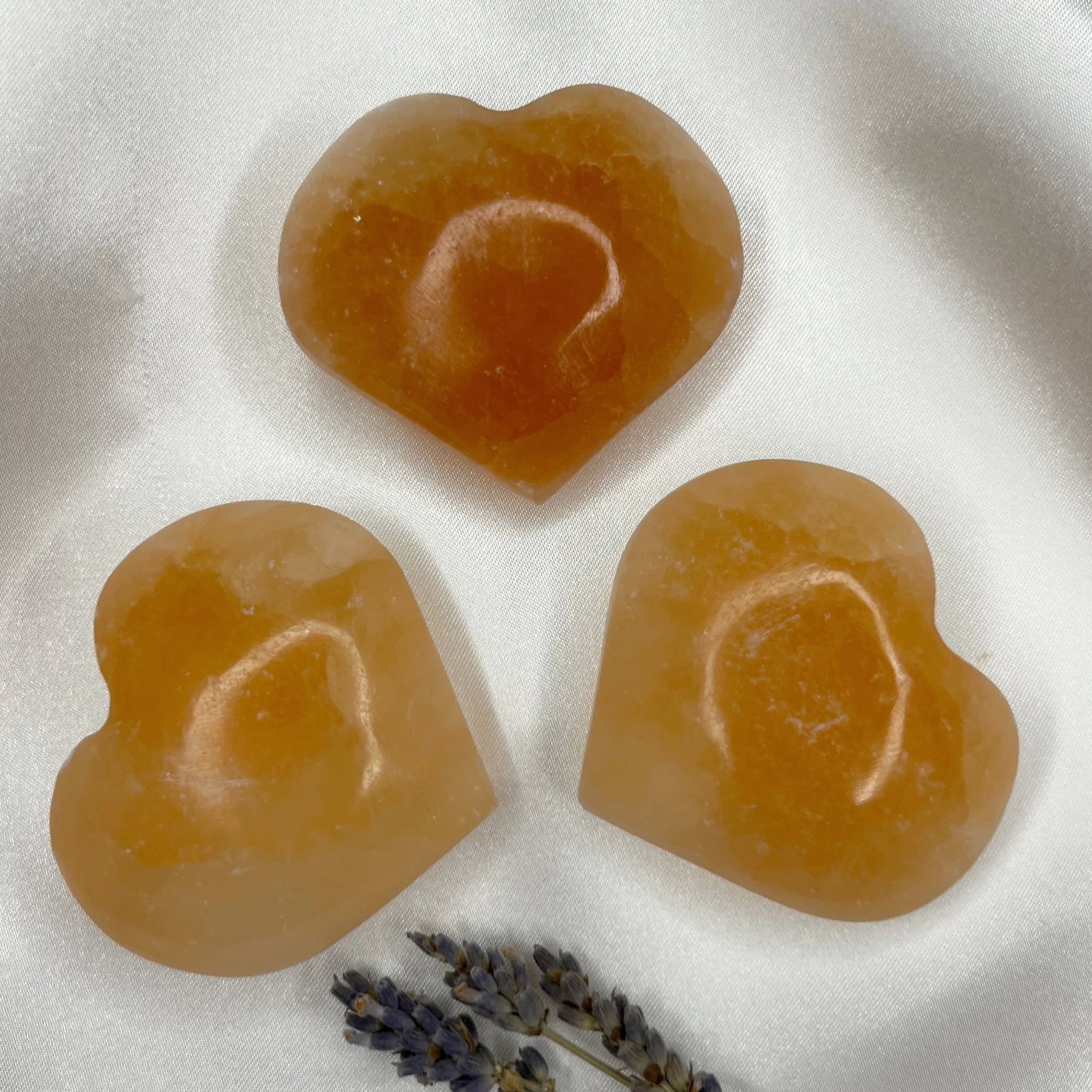 Orange Selenite Heart - Joy & Creativity Crystals