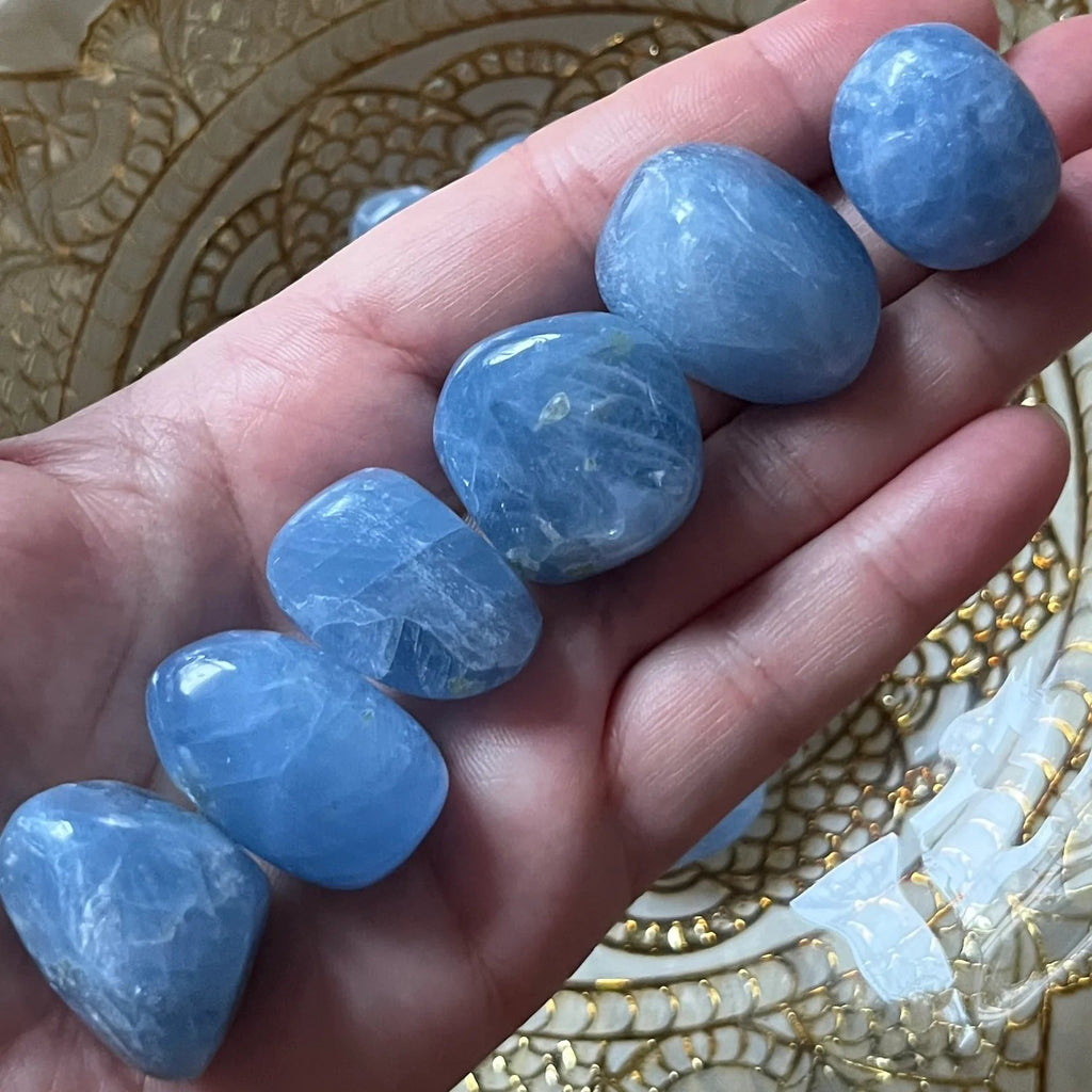 Blue Calcite Tumblestones - Tranquility & Communication