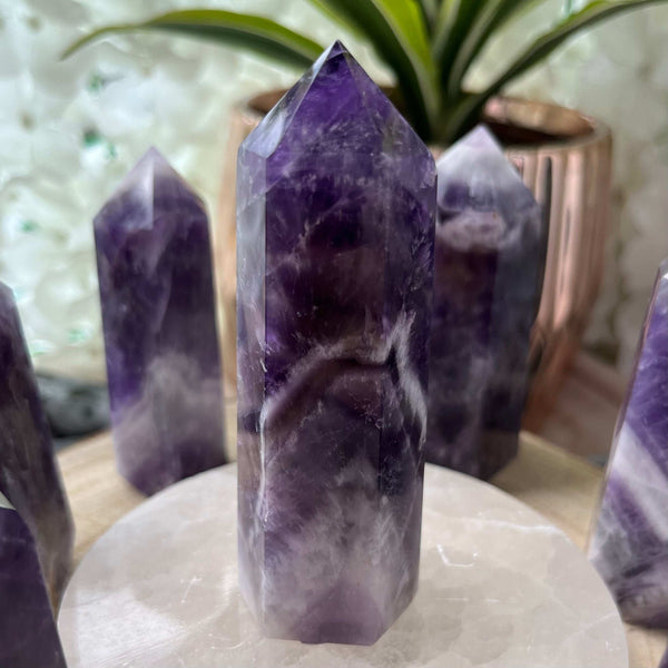 Chevron (Dream/Banded) Amethyst Tower - Spiritual Wisdom & Comfort 6- 9.2cm Crystals