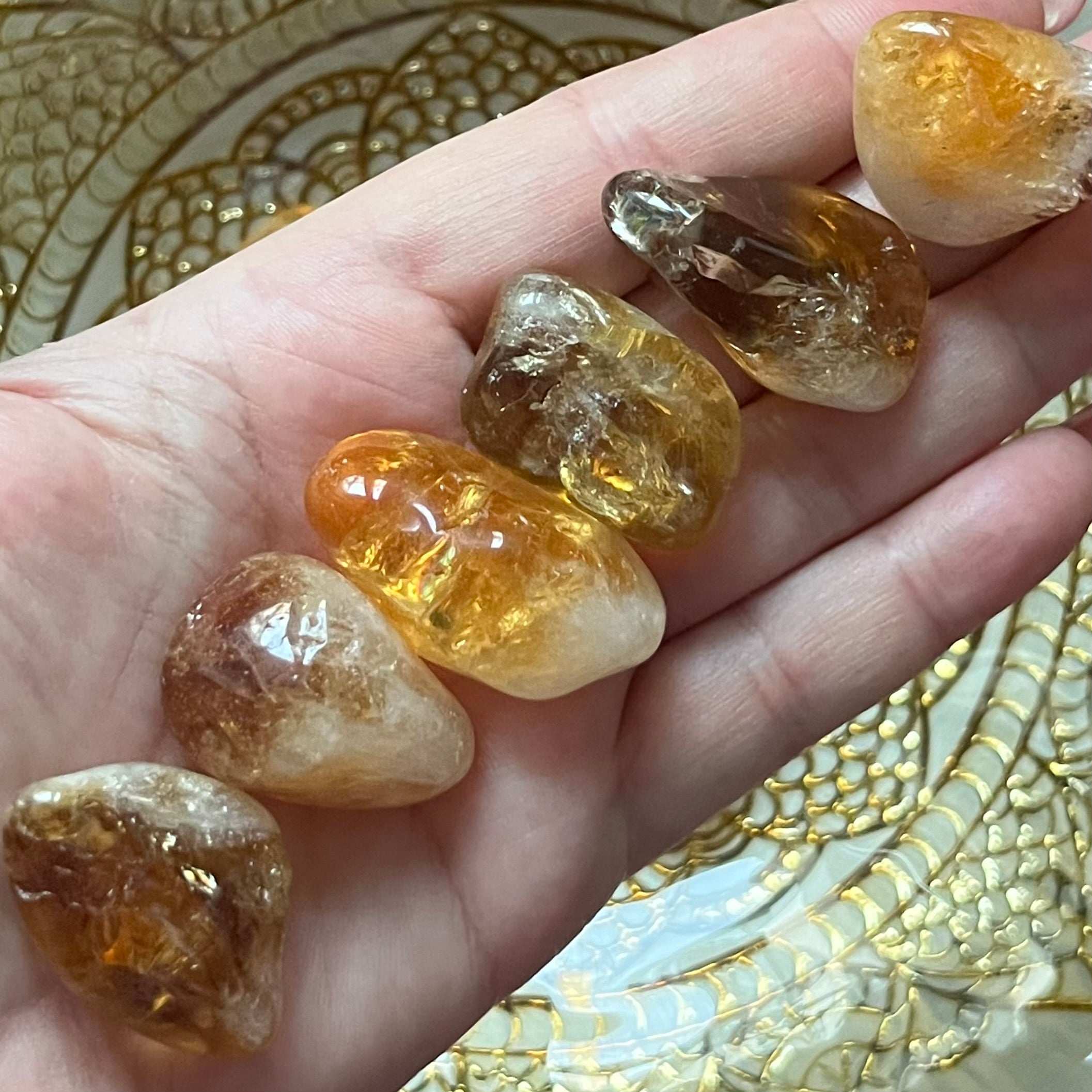 Madeira Citrine Tumblestones (Heat Treated) - Abundance & Success Large Crystals