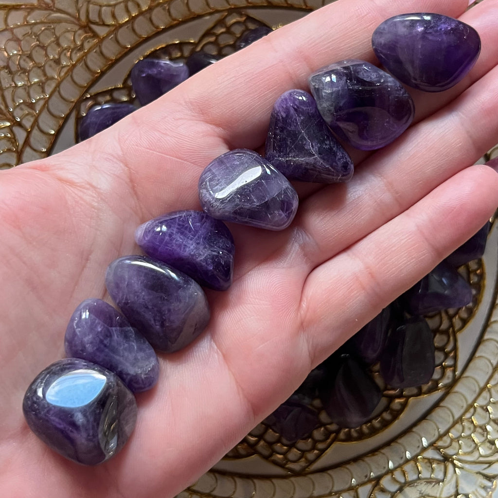Dark Amethyst Tumblestones - Spirituality & Transmutation (Namibia) Small Crystals