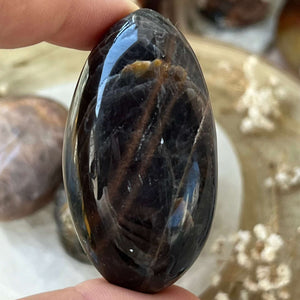 Black Moonstone Palmstone - New Beginnings & Protection