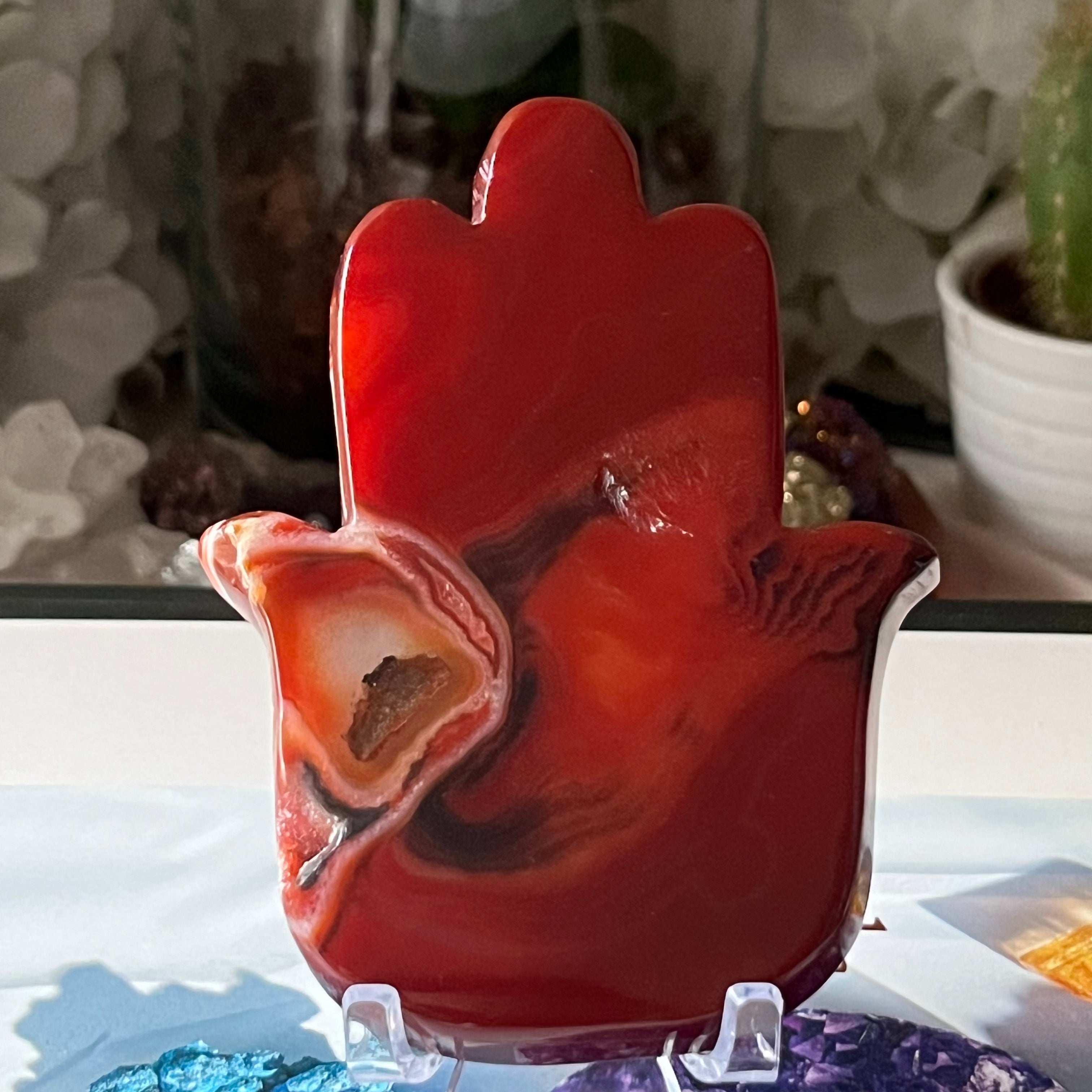 Carnelian Hamsa Hand (Hand of Fatima)- Vitality & Courage Crystals