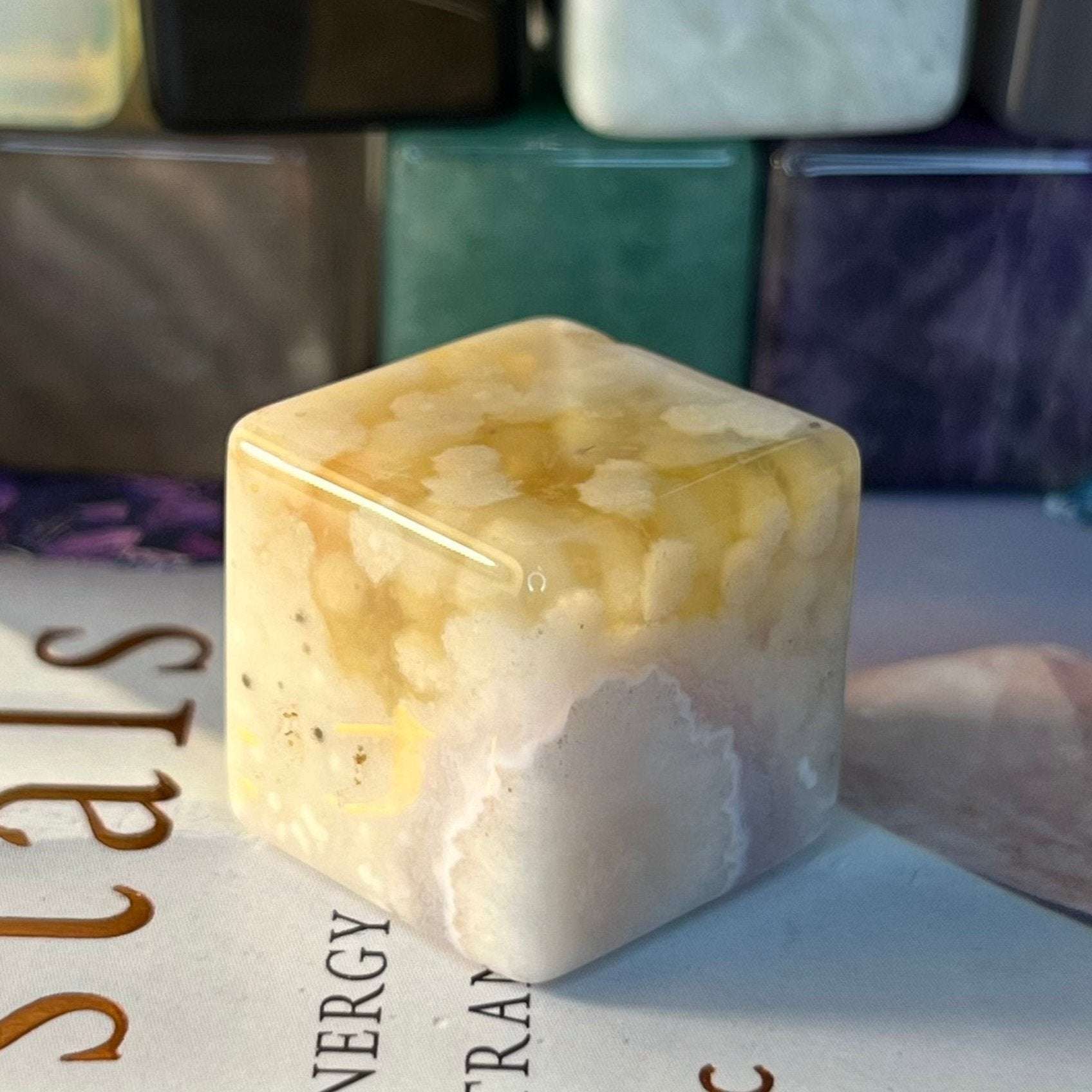 Gemstone Cubes Flower Agate 2cm Crystals