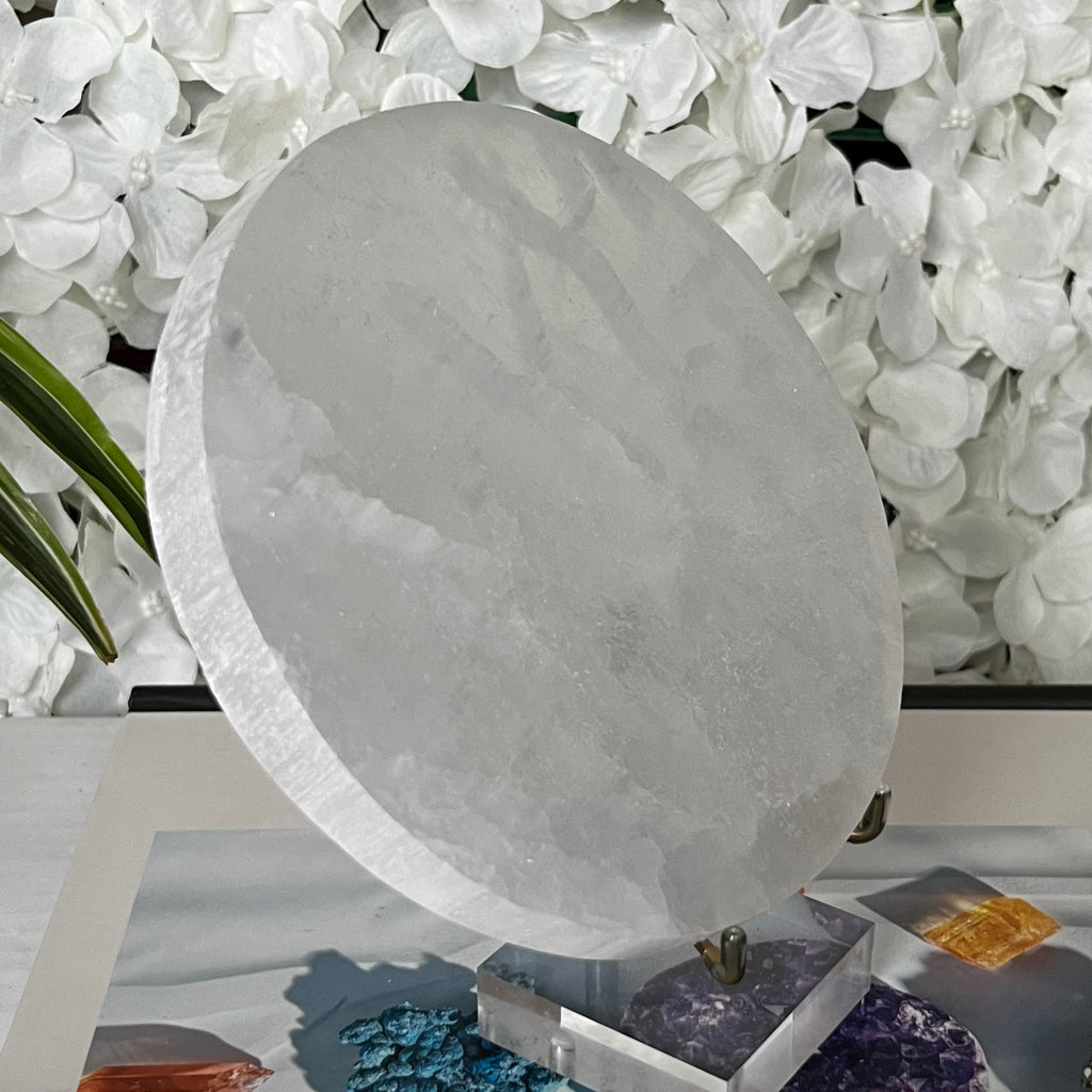 Selenite Round Charging Plate/ Disc - Cleansing & Purification Crystals
