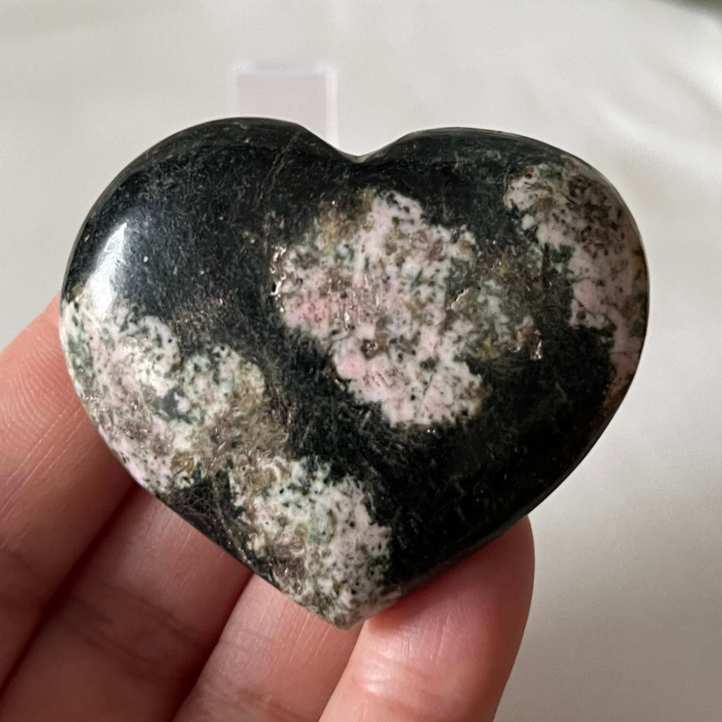 Black Jade & Pink Thulite Heart Crystals