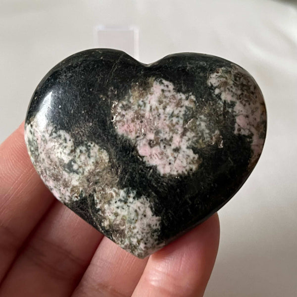 Black Jade & Pink Thulite Heart