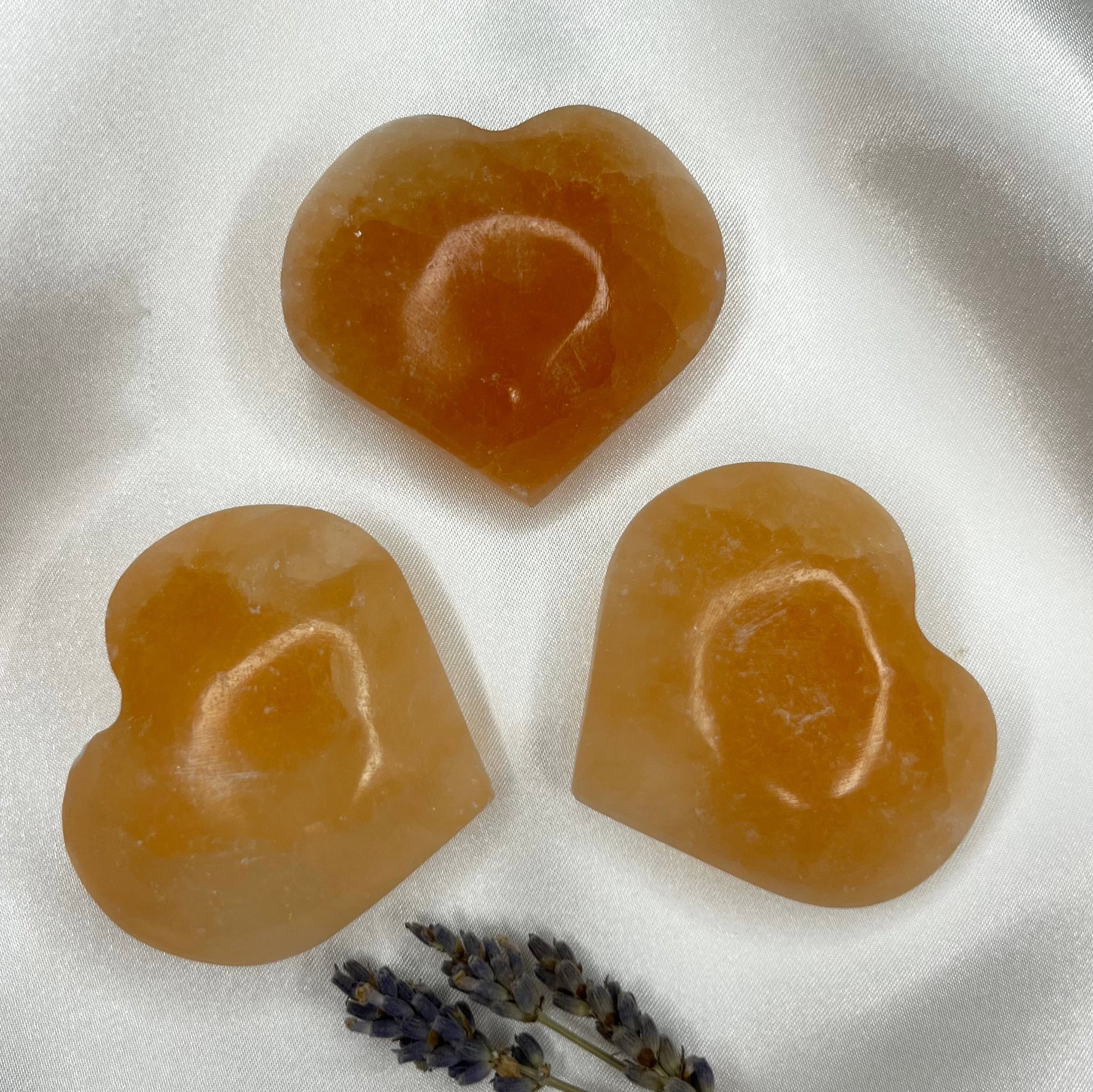 Orange Selenite Heart - Joy & Creativity Crystals