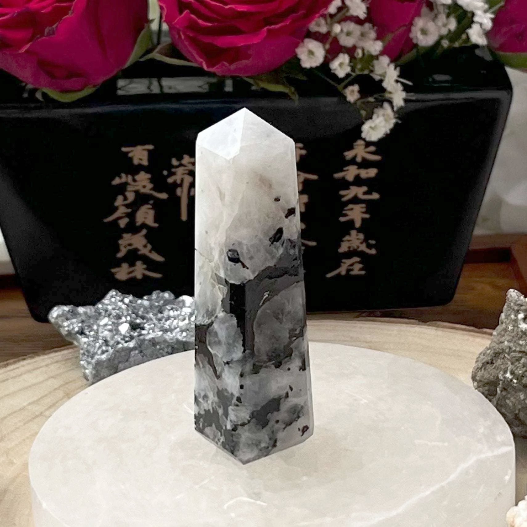 Rainbow Moonstone Obelisk - Feminine Energy 1- 7.3cm Crystals