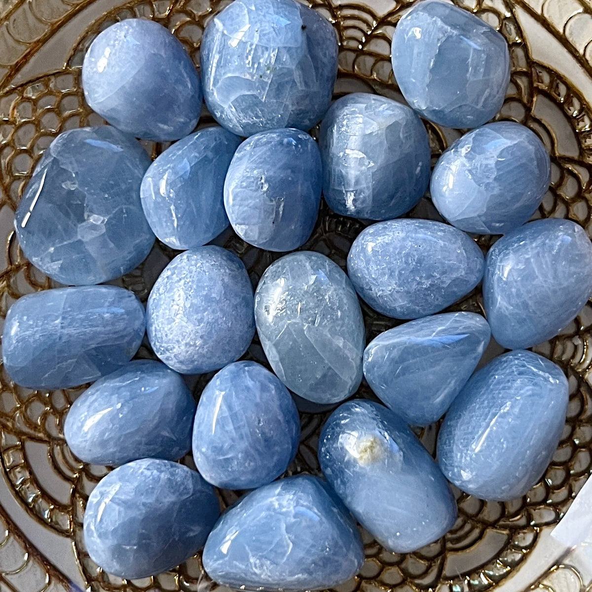 Blue Calcite Tumblestones - Tranquility & Communication