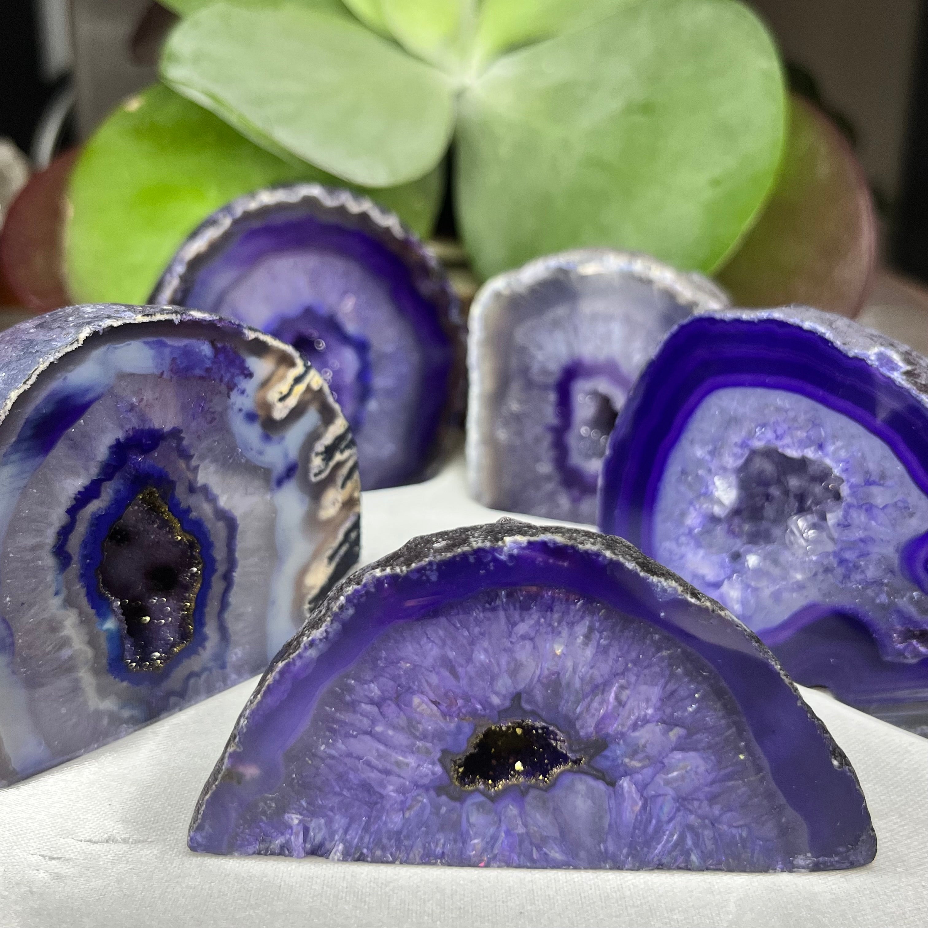 Purple Agate Cut Base Geode - Stability & Courage Crystals