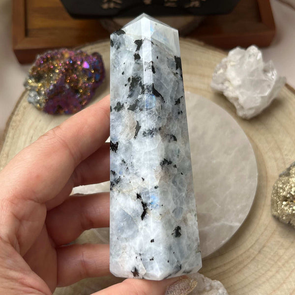 Rainbow Moonstone Obelisk - Feminine Energy Crystals