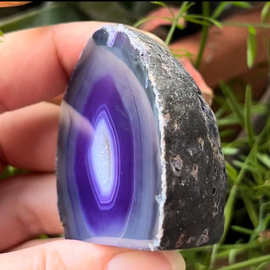 Purple Agate Cut Base Geode - Stability & Courage