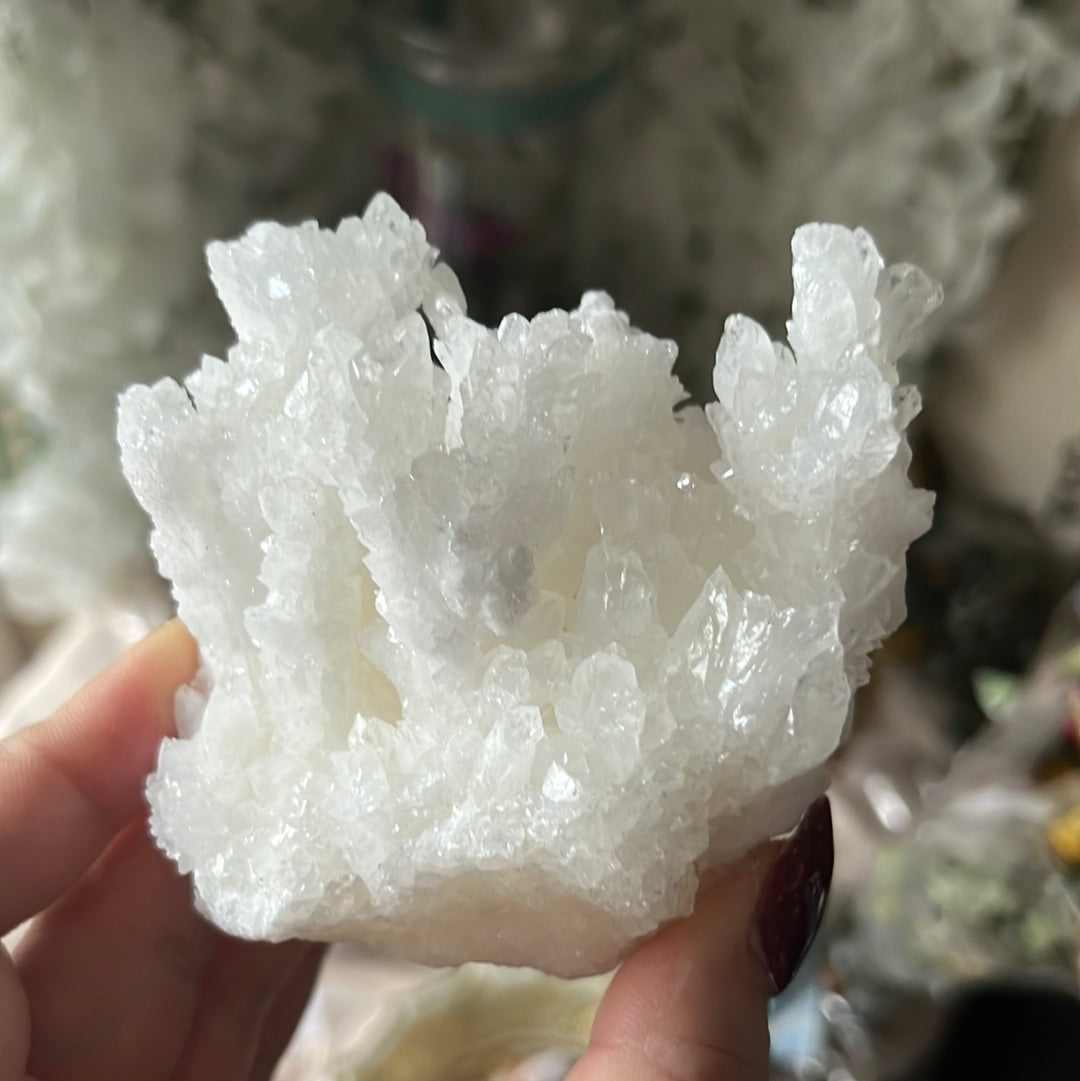White Aragonite Cluster 7.7cm x 7.6cm Crystals