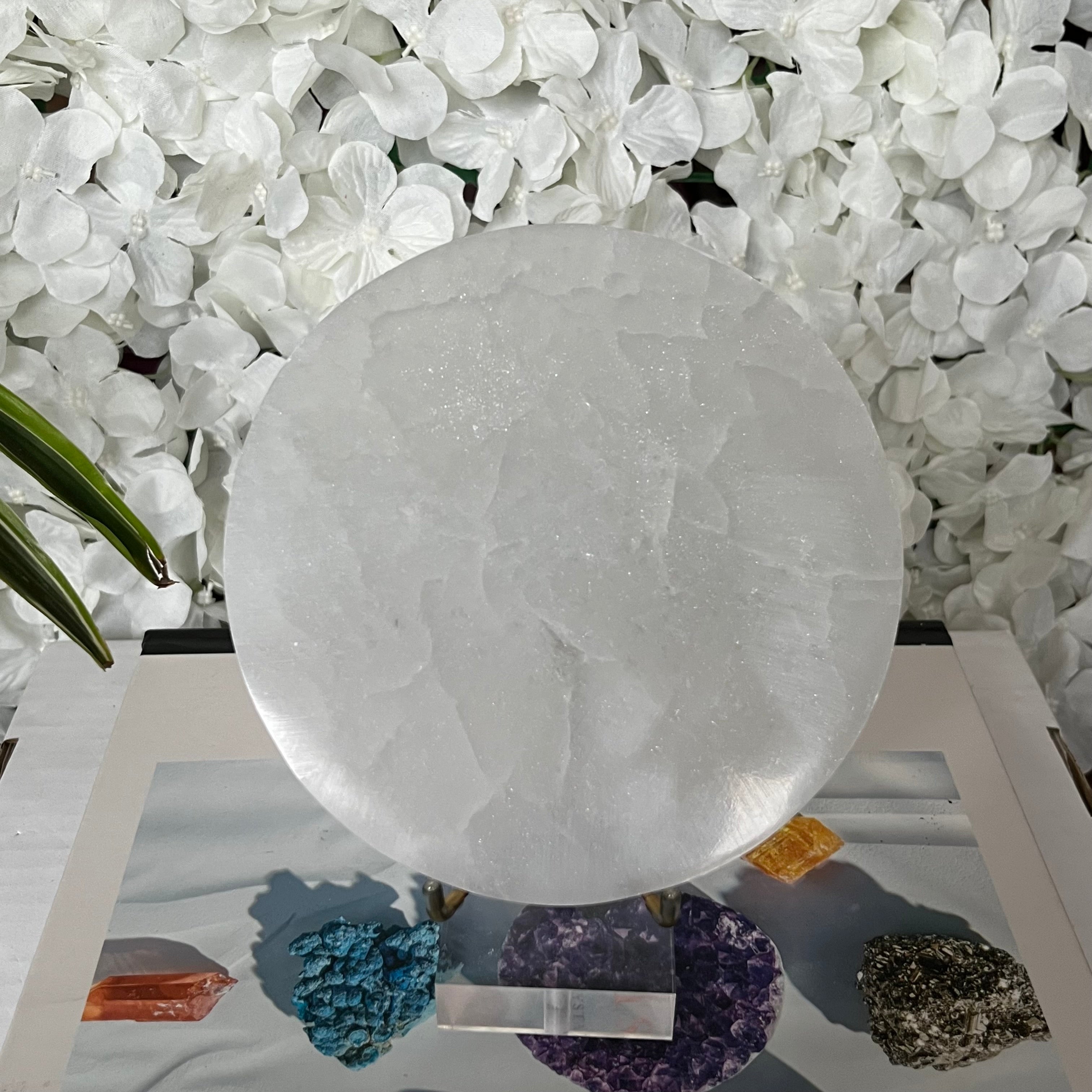 Selenite Round Charging Plate/ Disc - Cleansing & Purification Crystals