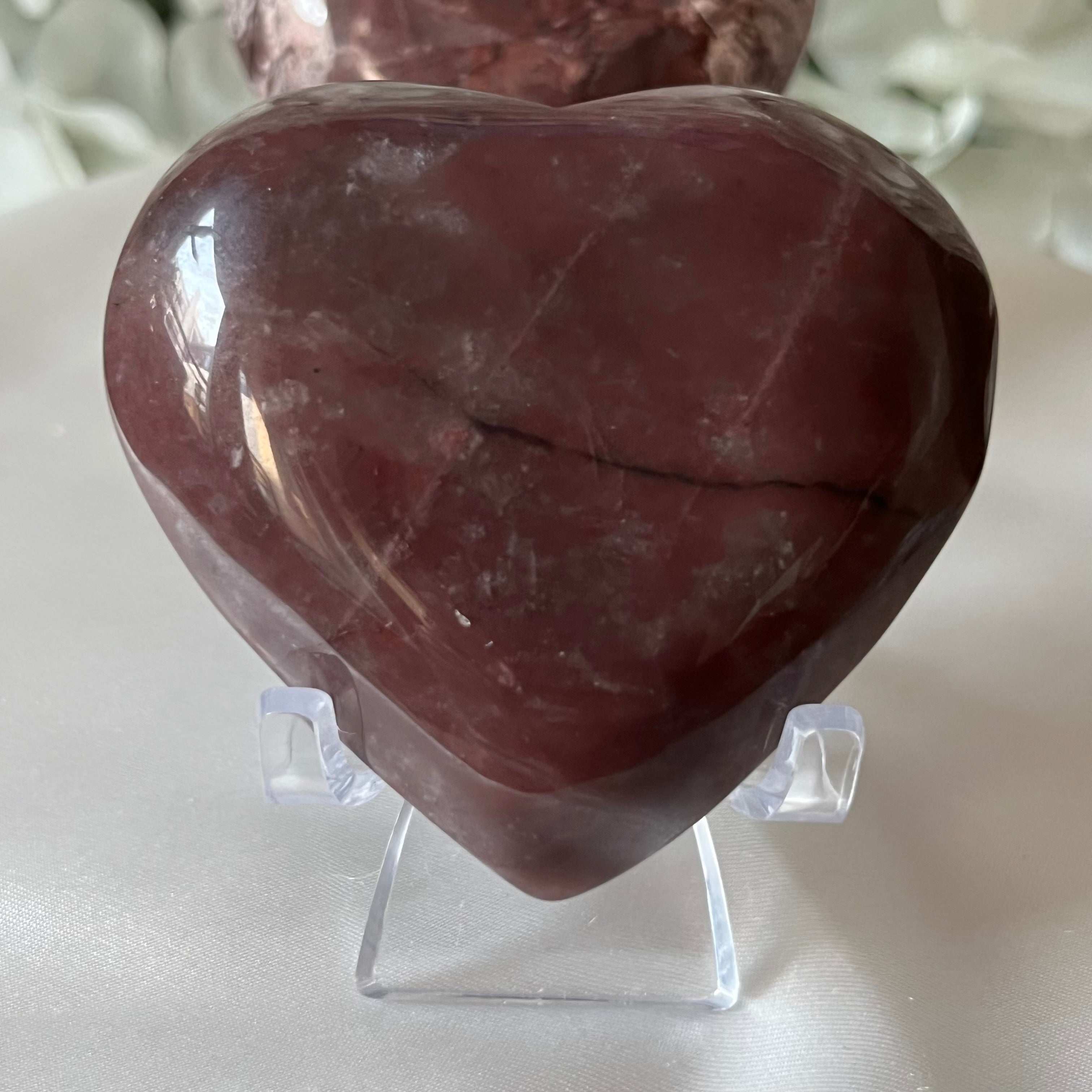 Guava Quartz Heart 2- 6.5cm x 6cm Crystals