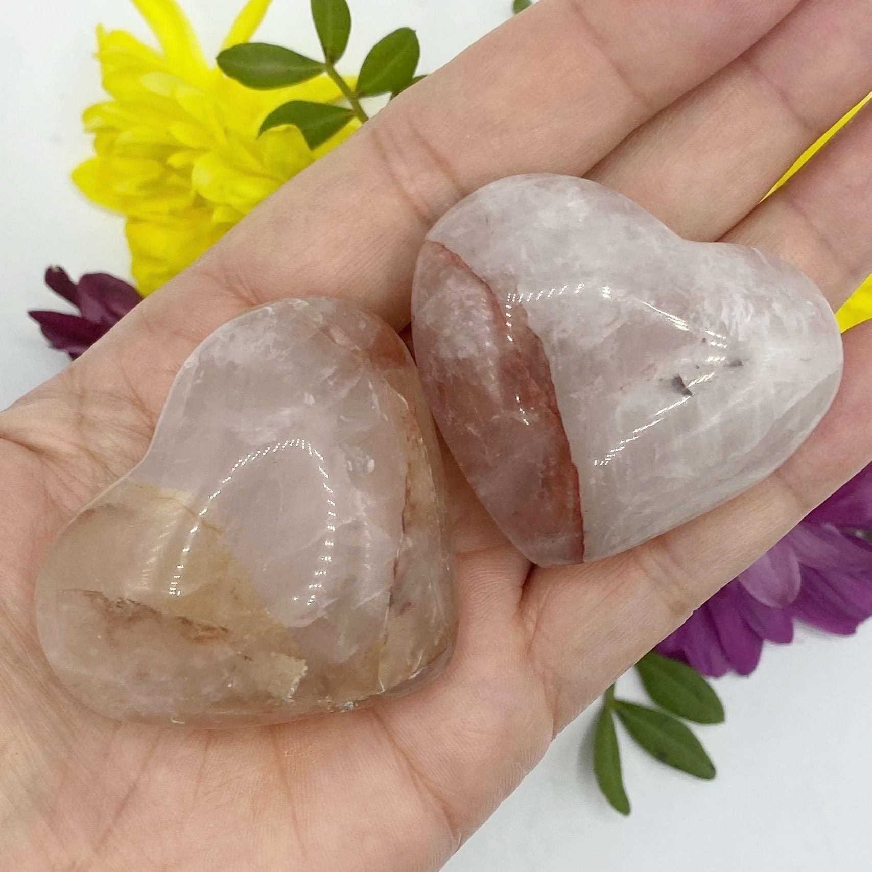 Fire (Hematoid) Quartz Heart Crystals