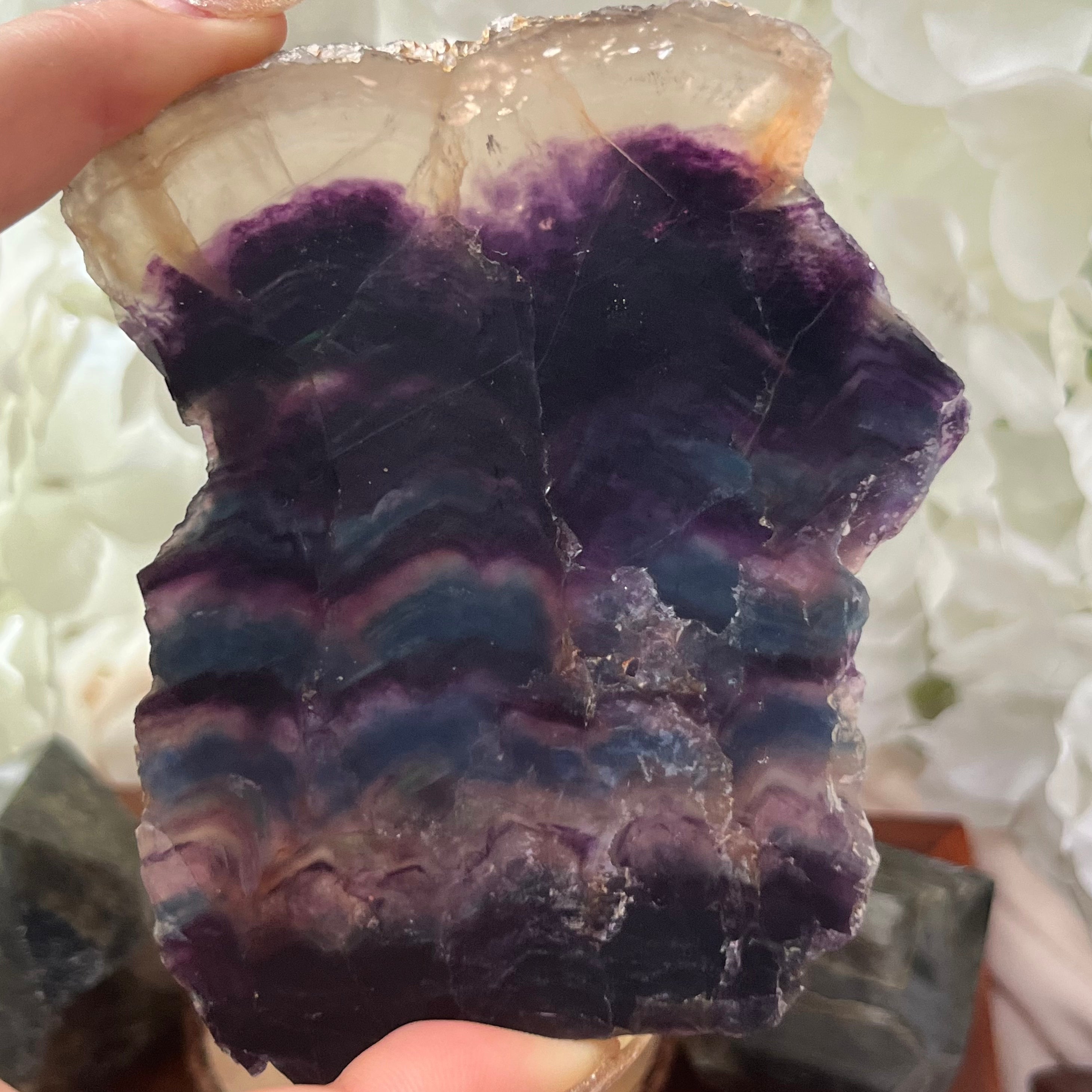 Rainbow Fluorite Slice - Personal Magnetism & Psychic Protection Crystals